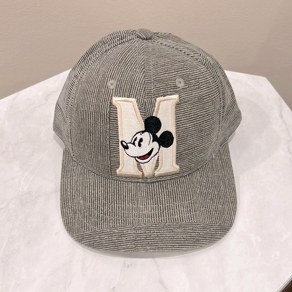 Disney Accessories - 🔥Gray Striped Cap with Mickey Mouse Patch🔥